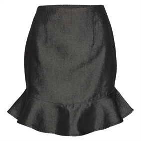 Rotate Denim Mini Ruffle Nederdel, Sort